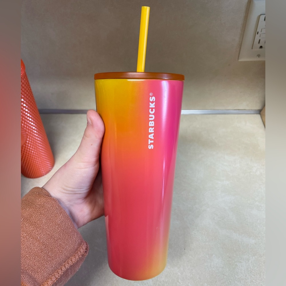Orange/Pink Ombré Stainless Steel Starbucks Tumbler